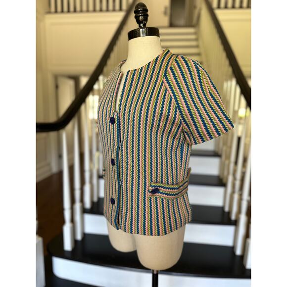 Vintage 50s60s Knit Jacket Midcentury Rockabilly PinUp Jackie O Preppy Easter - Picture 7 of 11